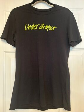 Under Armour Performance Volleyball Tee M Black Neon Yellow Script Athletic